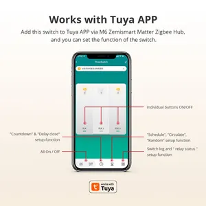 Zemismart Tuya Zigbeeスマートウォールライトスイッチ1 2 3 4ギャング中立プッシュボタンインターラプターAU認定SAAホームアシスタント - Product Image 4