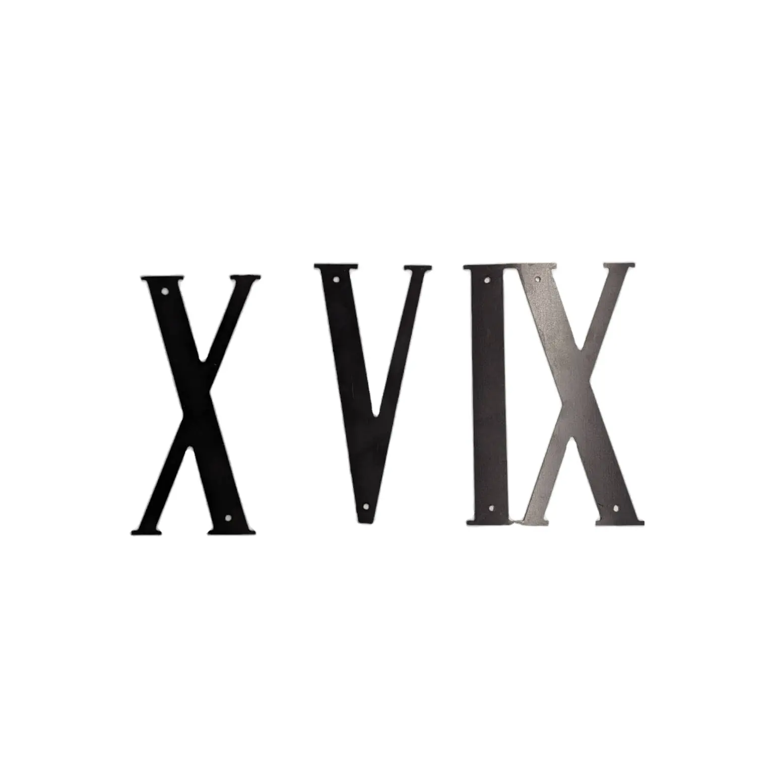 Made in Italy Series of Roman Numerals in Black Aluminum On Measure Made in Italy for Tower Clock or Facade Clock