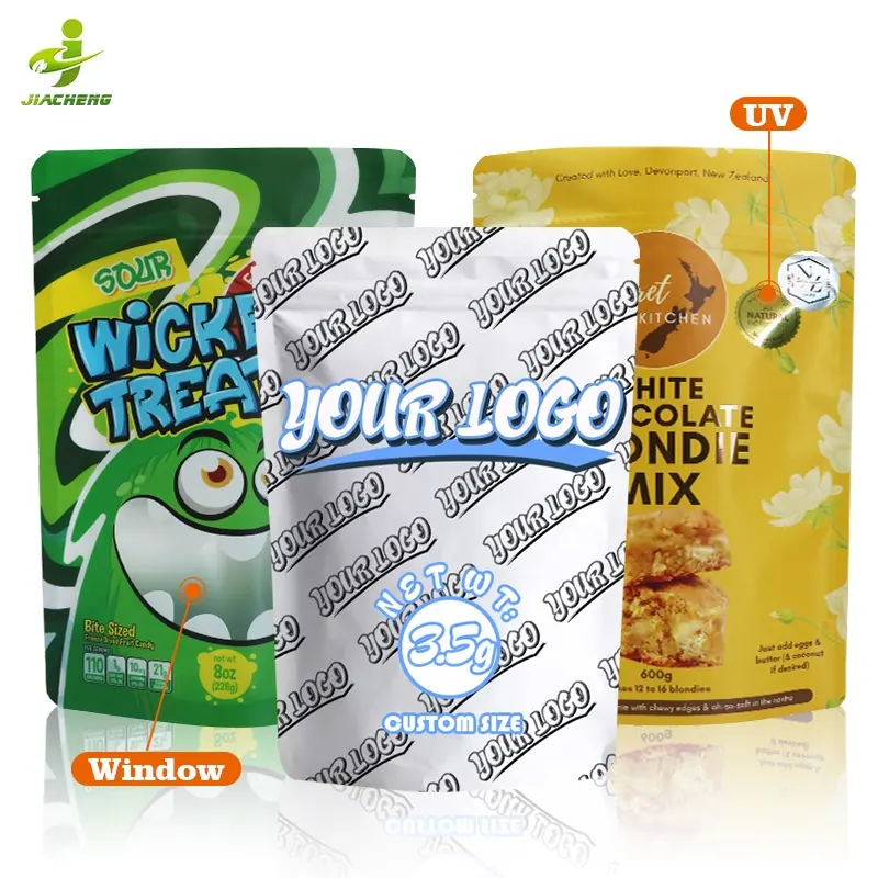 Impressão personalizada resealable plástico food seal embalagem ziplock folha malote 3.5g 7g 14g zipper cheiro prova doce mylar saco com logotipo