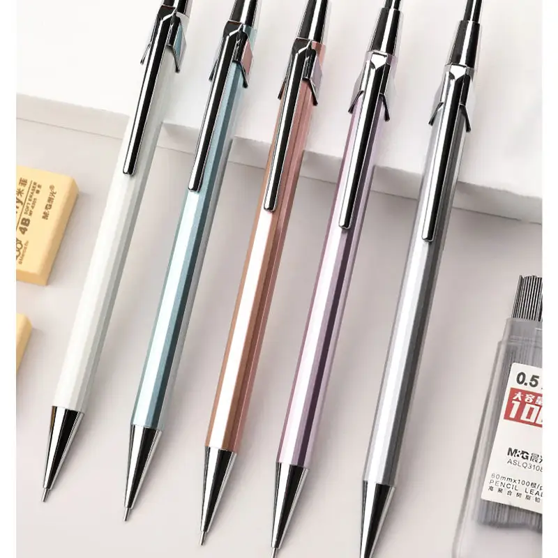 JPS OEM High Quality School Office Supplies Writing Automatic Pencil 0.5mm Custom Logo Metal Retractable Mechanical Pencils