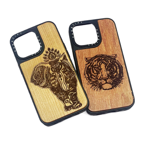 定制设计的手工竹木手机壳，适用于iPhone X 13 14 15手机外壳 - Product Image 1