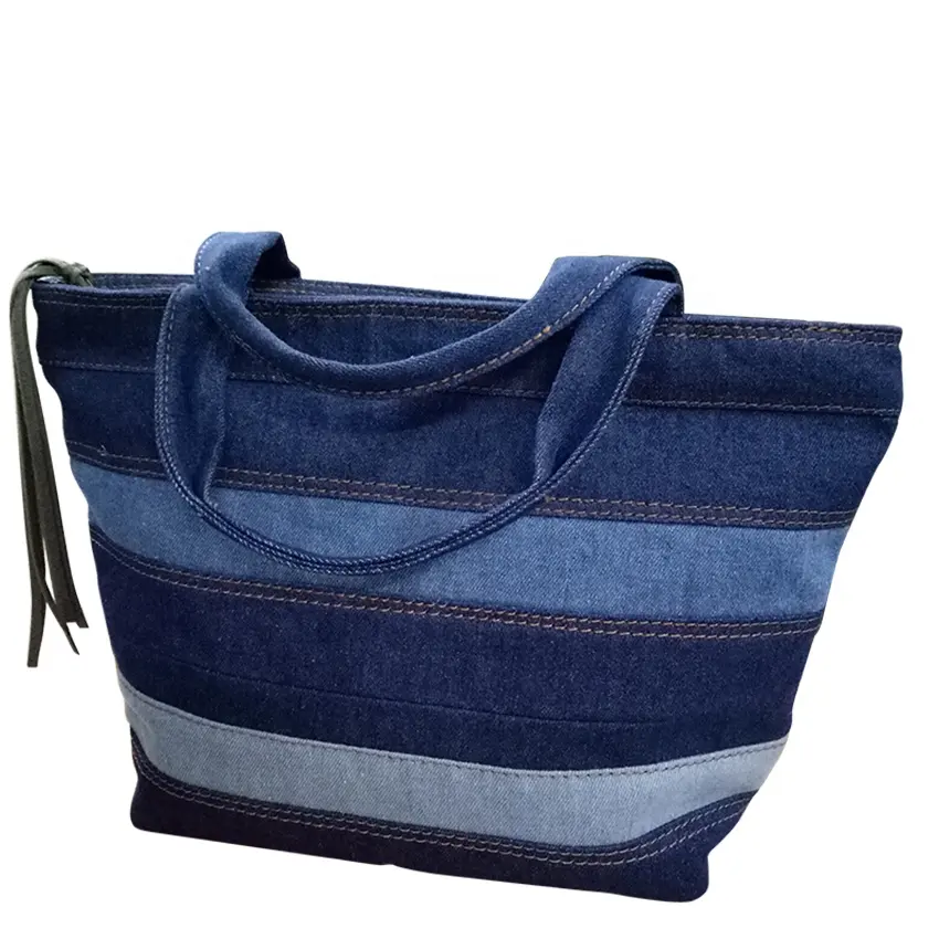 Più nuovo modo custom Made in china grande carry jeans borsa a tracolla denim tote bag lavabile jeans shopping bag di stoffa