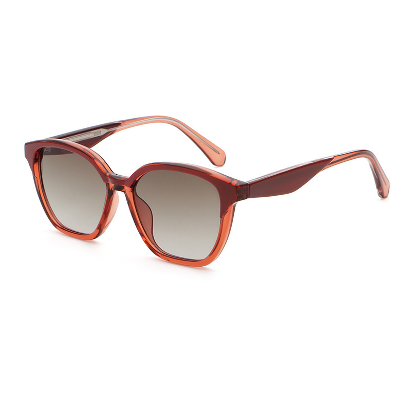 C6 red bright solid maroon frameNo. 2 double tea-colored lenses