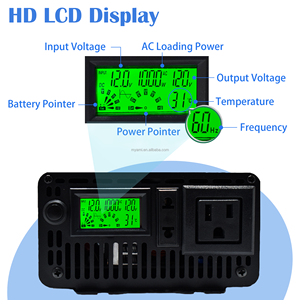 EARNMee 1000W 1KW 12V DC入力110V AC出力オフグリッドソーラー純粋正弦波インバータ車および家庭用LCDディスプレイ付き - Product Image 4