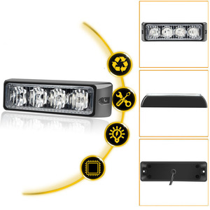 12v 24V <span class=keywords><strong>4</strong></span> LED Strobe רכב משאית חירום אות Led אדום כחול לבן SUV איסוף גריל התמוטטות אור משואת ענבר פלאש מהבהב