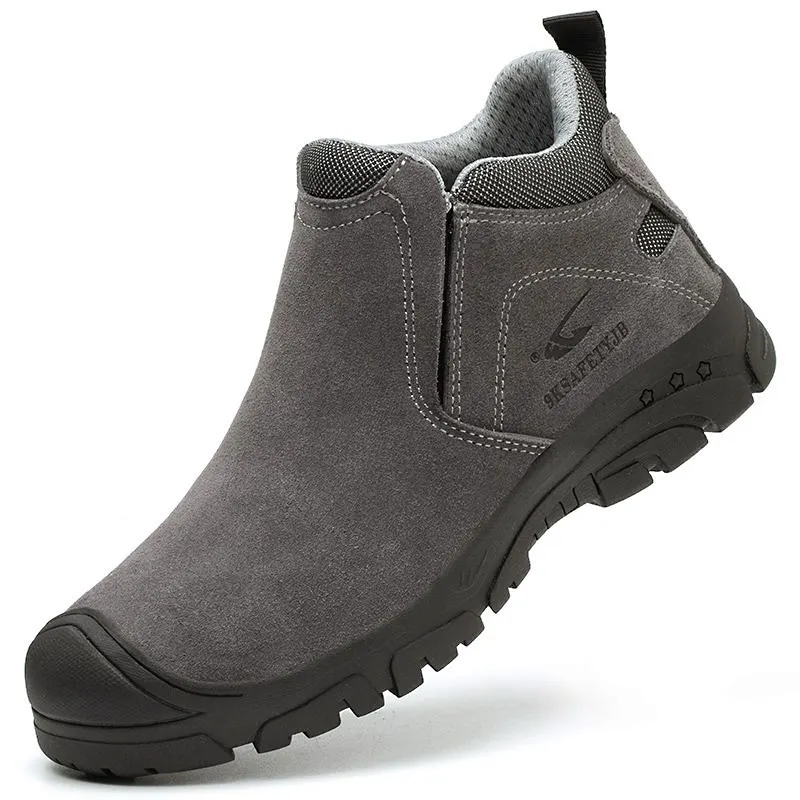 남성용 핫 세일 스틸 발가락 안전 신발 경량 통기성 가죽 구조 전기 용접 직업 보안 신발