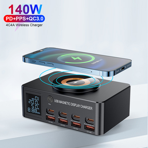 PD 140W Portable 15W Wireless Desktop Charger 8 Ports USB C 100W Charging Station <strong>Multi</strong> Function LED Display US <strong>EU</strong> UK AU <strong>Adapter</strong> - Product Image 1