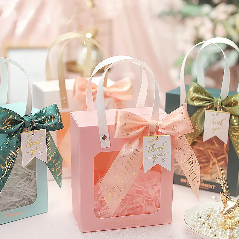 Подгонянная Подарочная сумка из розового золота с печатью поздравительных открыток декоративная бумажная сумка для празднования дней рождения