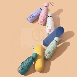 Novo Design Pílula Guarda-chuva Cinco Dobrado Mini Bolso De Chuva Dobrável Presentes Do Negócio Caixa Dura UV