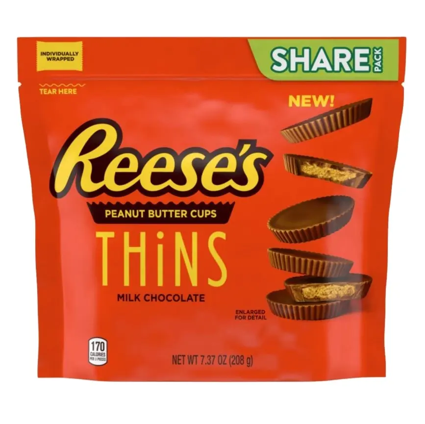 REESE'S मूंगफली का मक्खन कप Thins दूध चॉकलेट कैंडी 7.37 औंस पाउच