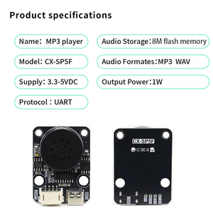 Modulo di riproduzione vocale MP3 UART controllo della porta seriale trasmissione vocale intelligente compatibile con musica elettronica Building Block - Product Image 5