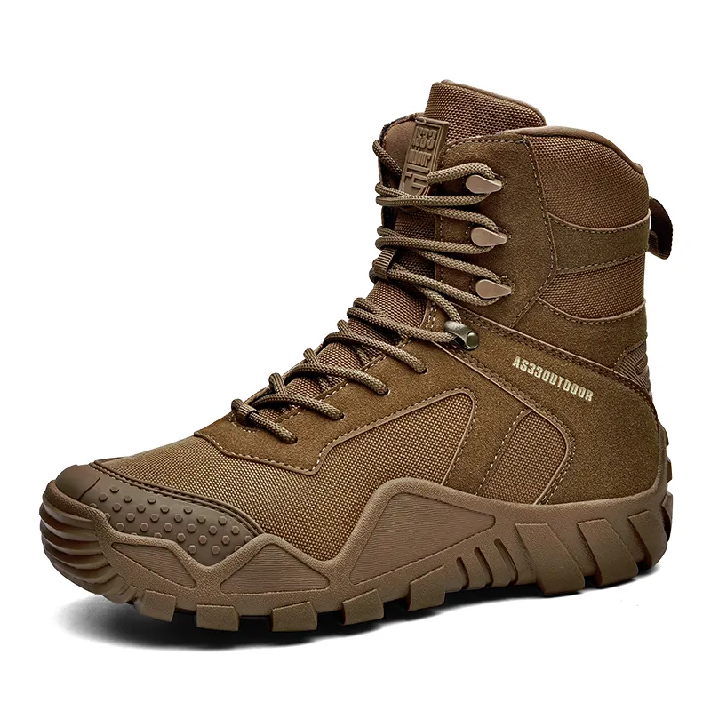 Fábrica al por mayor de cuero de alta calidad zapatos de senderismo de los hombres antideslizante resistente al desgaste impermeable al aire libre botas de escalada