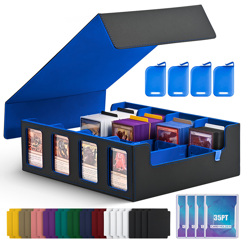 Cuatro filas negras y azules-4 fundas para tarjetas-4 clips-12 divisores