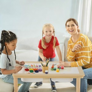 2 sandalye ile çift Panel ile duyusal masa, çocuklar için çok fonksiyonlu ahşap kum masa ve su masa - Product Image 6
