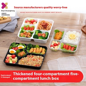 使い捨て厚いプラスチック製ランチボックス長方形5コンパートメントスナック中国製食事容器4コンパートメントパッキングボックス - Product Image 2