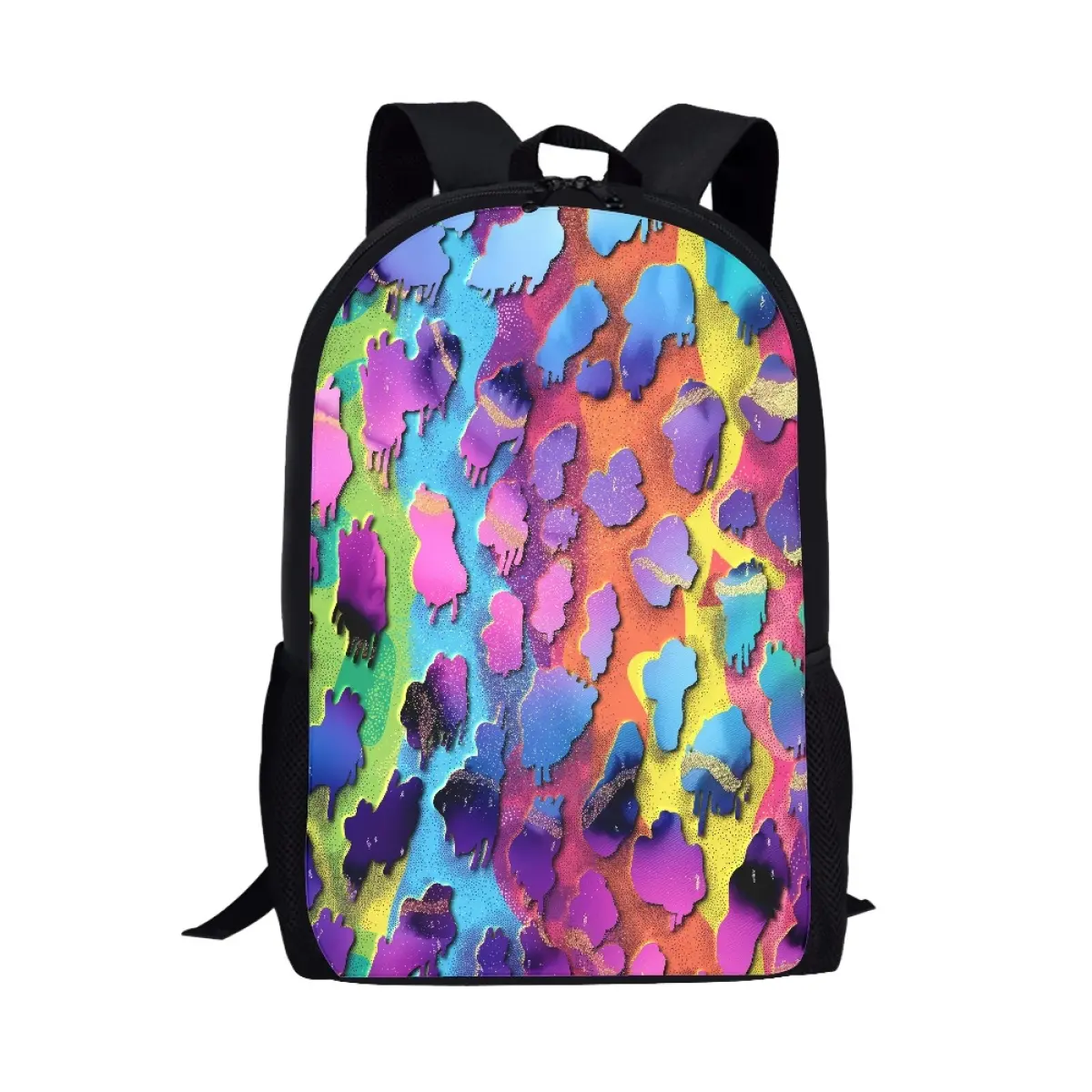 Mochila escolar con estampado de leopardo y arcoíris para niños, mochila escolar de 17 pulgadas, de 5 a 7 pulgadas, 1 unidad