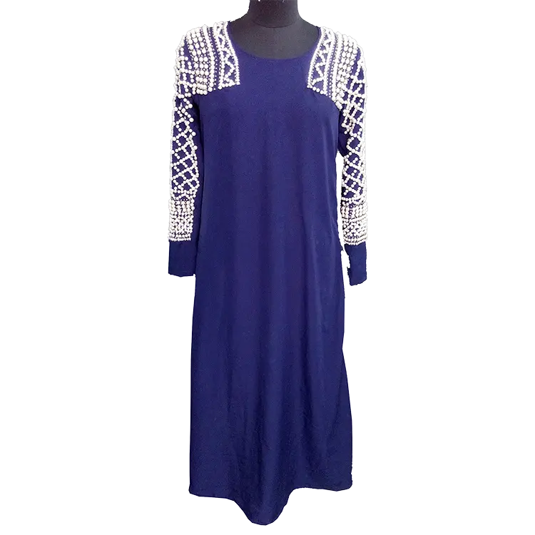 Abaya con cuentas de perlas para costura a mano para mujer, tejido de bambú ecológico en Crepe o Georgette, último diseño