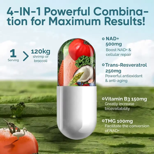 Prix de gros NAD + Supplément Liposomal Nicotinamide Riboside Nucléosides Capsules 1000mg Nad Resveratrol Vitamines Nouveau-nés - Product Image 3