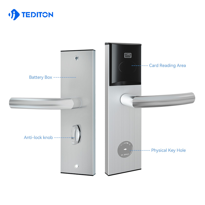 High Quality Card  Key Digital Steel handle Hotel   Management Software System Electronic Smart door lock