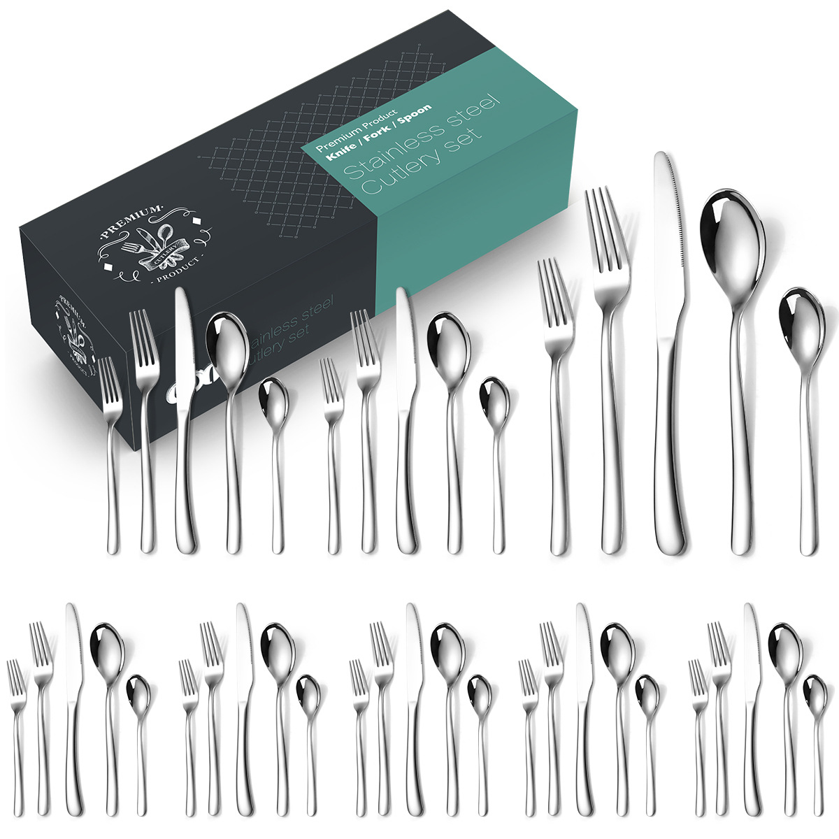 Silver 40-piece set of 8 people