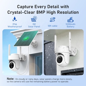 Sistema de cámara de seguridad UHD 4K Panel solar de 3W IP65 Alarma inalámbrica impermeable Reconocimiento de movimiento AI gratuito Visión nocturna de gran angular - Product Image 6