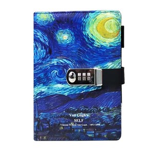 Bloc de notas creativo con bloqueo de contraseña, manual para estudiantes, diario A5 de cuero PU con contraseña, diario con cerradura - Product Image 2