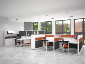 <strong>Modular</strong> <strong>System</strong> Office Workstation <strong>Partition</strong> 6 Person Small Computer Cubicle Studio Desk - Product Image 2