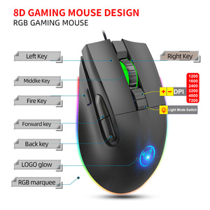 Filo LED Mouse da Gaming USB definizione Macro programmabile RGB USB Computer Gamer Mouse silenzioso Mouse 7200 Mouse da gioco cablato dpi - Product Image 6