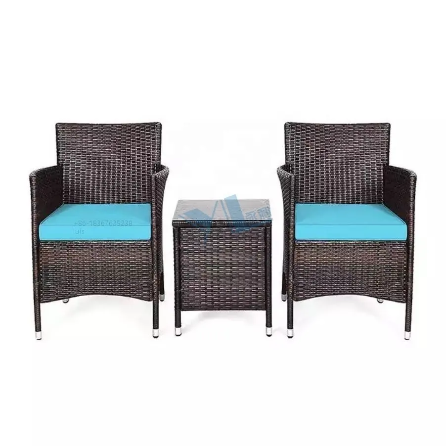 3 pezzi mobili da giardino per esterni patio pe vimini rattan casual poltrona set con tavolino