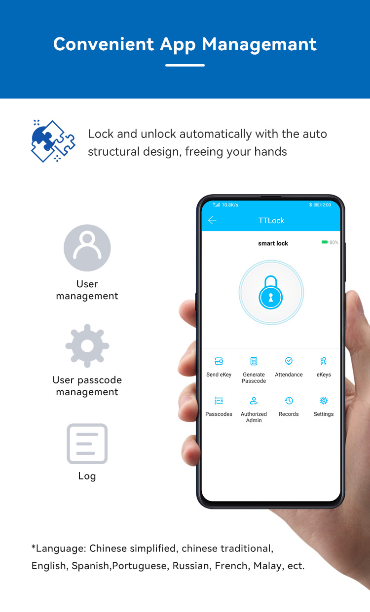 New Style High Quality Waterproof Digital Handle Ttlock APP Hotel System Smart Door Lock