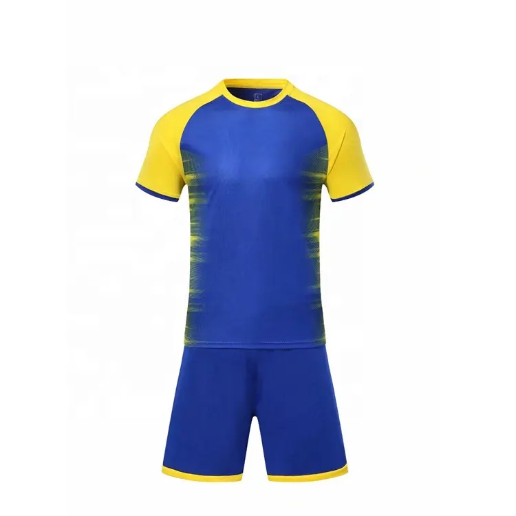 Vêtements de sport En Polyester Maillot De Football Blanc Bleu Jaune