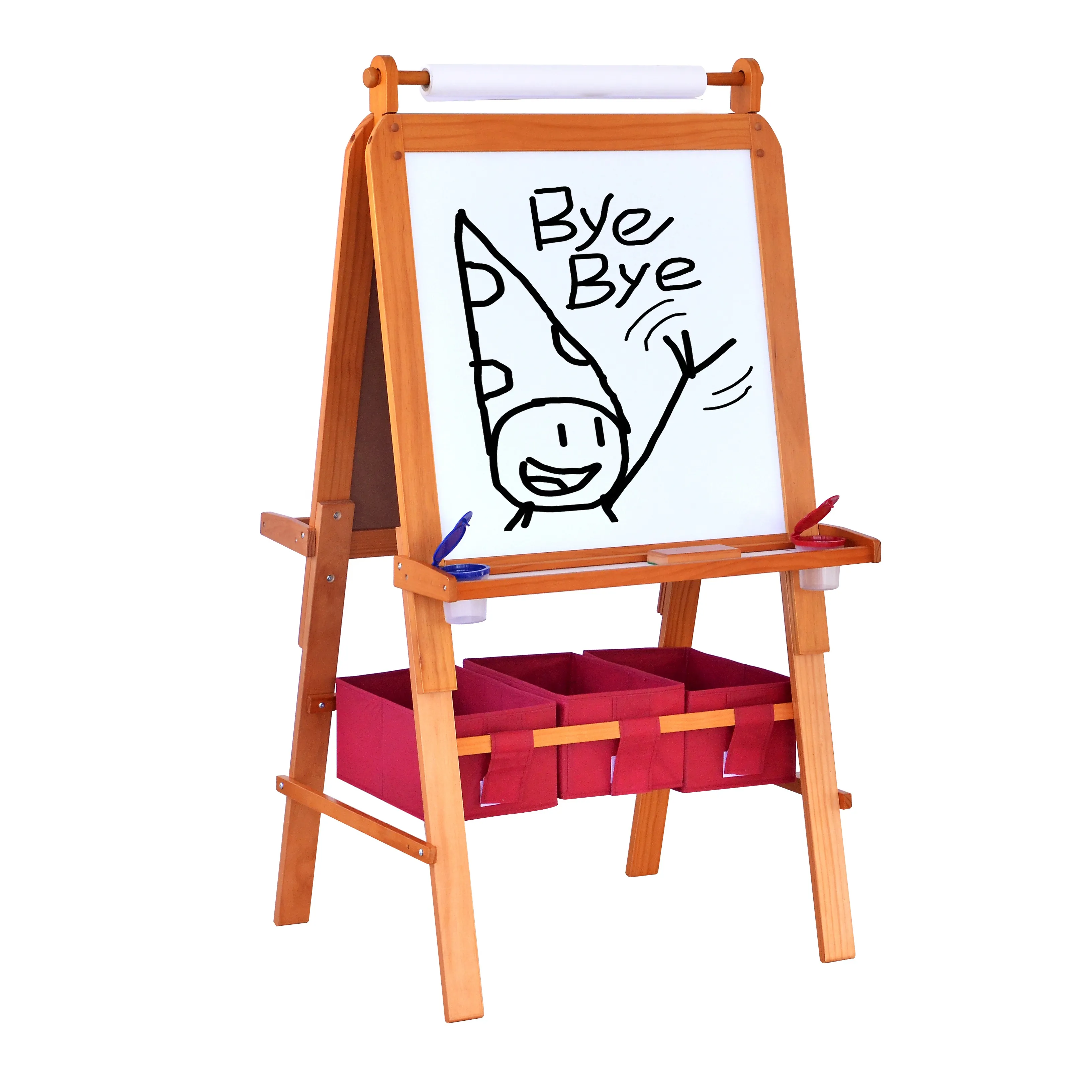 wooden board drawing toys Brown Stand Easel Double Side Blackboard and Whiteboard Teaching Aids Deluxe Wooden Painting Easel