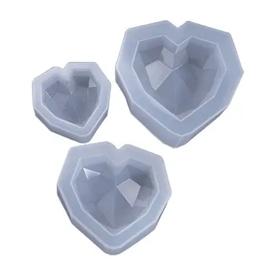 3D Diamond Love Heart Dessert Cake Silicone Mold Mousse Baking Pastry Decoration Handmade Crystal Epoxy Resin Cake Candy Moulds