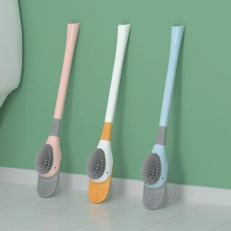 Badezimmer zubehör Cartoon lange Griff Kunststoff-Reinigungs bürste, Enten förmige Silikon-Toiletten reinigungs bürste