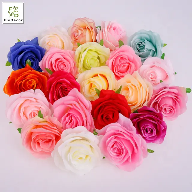 Atacado Barato Artificial Silk Rose Flower Heads Tecido Para DIY Wreath Wedding Hotel Decoração Party Event Flower Arrangement