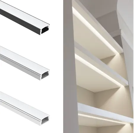 Cubierta difusora de canal de carcasa de extrusión, accesorios de aleación de aluminio 6063 para tiras de iluminación de pared de armario, perfiles de aluminio Led