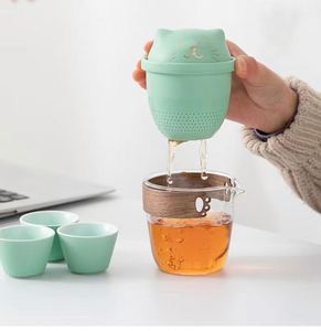 陶瓷中国茶具中国功夫茶道茶具带壶和托盘的茶具