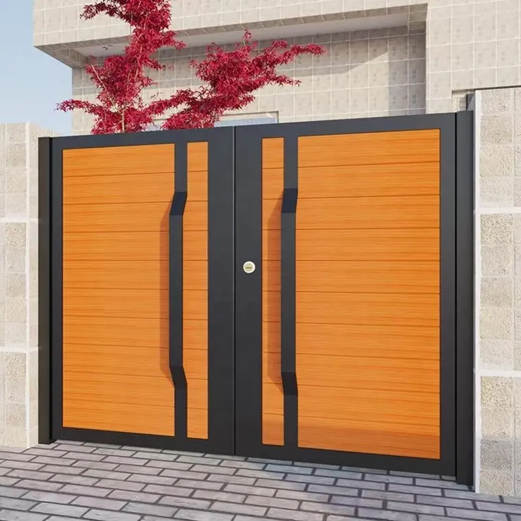 Conception moderne de haute qualité en aluminium enduit de poudre villa porte principale porte de clôture cour décorative entrée porte de clôture en aluminium