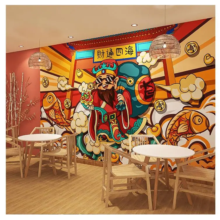 خلفية جدارية لتغطية الحائط للمطعم والمتاجر والحوائط على الطريقة الصينية الرائجة الوطنية خلفية جدارية للديكورات