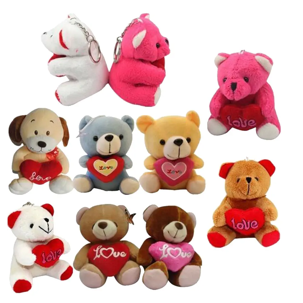 Peluches de animales de peluche para niñas, animales de peluche con forma de corazón rojo, para el Día de San Valentín