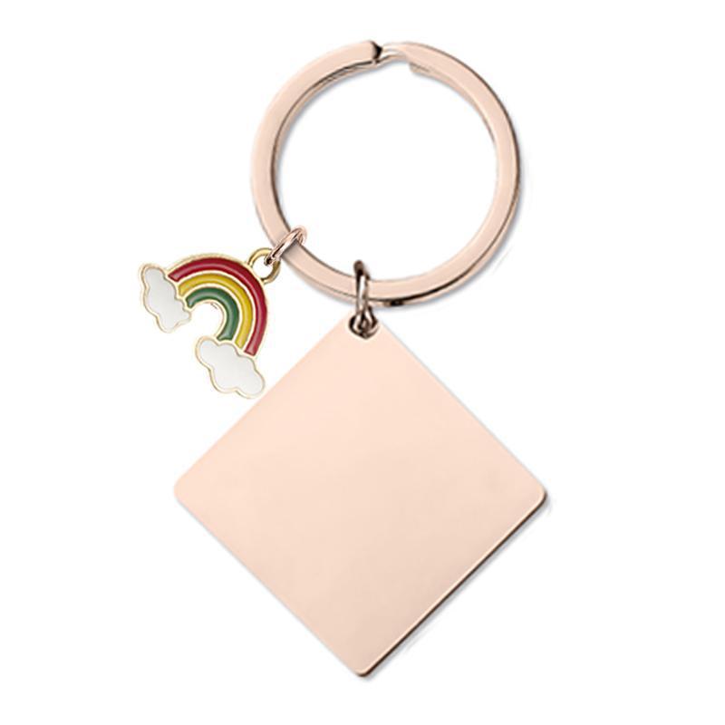 (oro rosa) llavero arcoíris de 30*30 mm (montado)