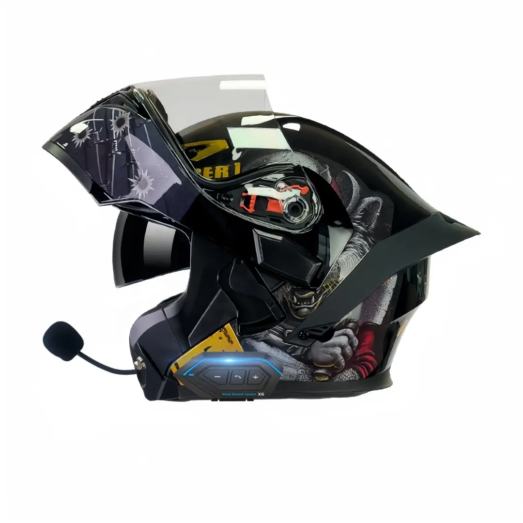 Yüksek kalite şık taşınabilir Unisex ABS Eps yetişkinler için modüler Bluetooth kask motosiklet kaskları üretmektedir