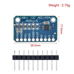 TZT ADS1115 16-Bit-I2C-Modul Präzisions-ADC 4-Kanal-Entwicklungsplatine Pro Gain-Verstärker 2,0 V bis 5,5 V für Arduino RP