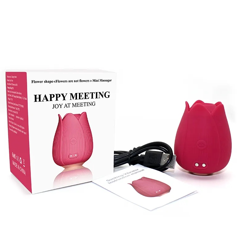 Vibrador sucção do mamilo do clitóris da loja, bom preço, forma de rosa, vibrador de silicone, dildo