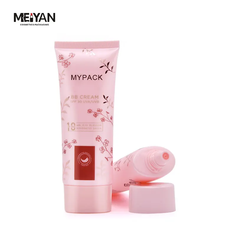 MYPACK vendita calda soft touch nero piatto vuoto crema per le mani BB cream crema solare tubi per imballaggio cosmetico con tappo elettrolitico