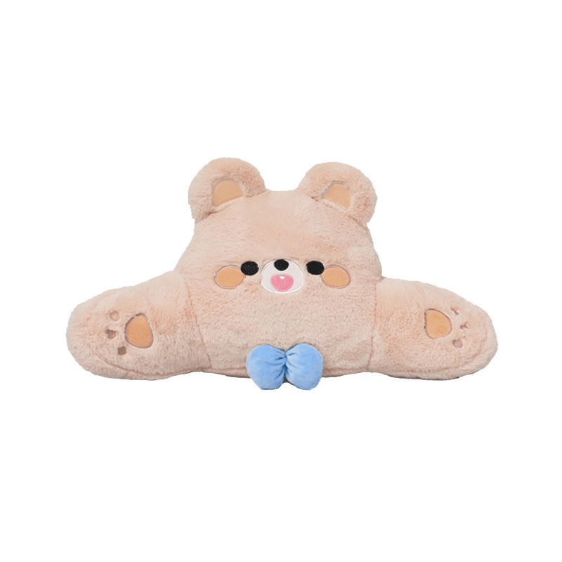 Repose-taille ours avec nœud brodé en fourrure de lapin