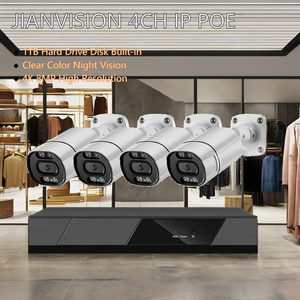 Jianvision ระบบกล้อง4CH IP PoE ความละเอียด8MP มองเห็นกลางคืน NVR ในร่ม/กลางแจ้งใช้ฮาร์ดไดรฟ์ชนิดกระสุนจัดเก็บข้อมูลแบบคลาวด์