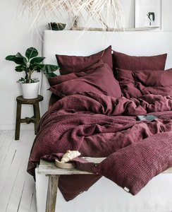 Rubinroter Leinen-Kissen bezug Burgunder Standard Queen King Body Euro Sham Deco Körpergröße Besticktes Muster für den Heimgebrauch - Product Image 5