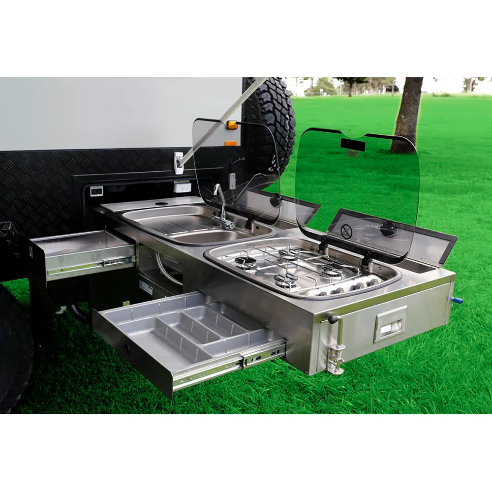 Obral Trailer Off Road Camper Luncur Dapur dengan BBQ dan Wastafel