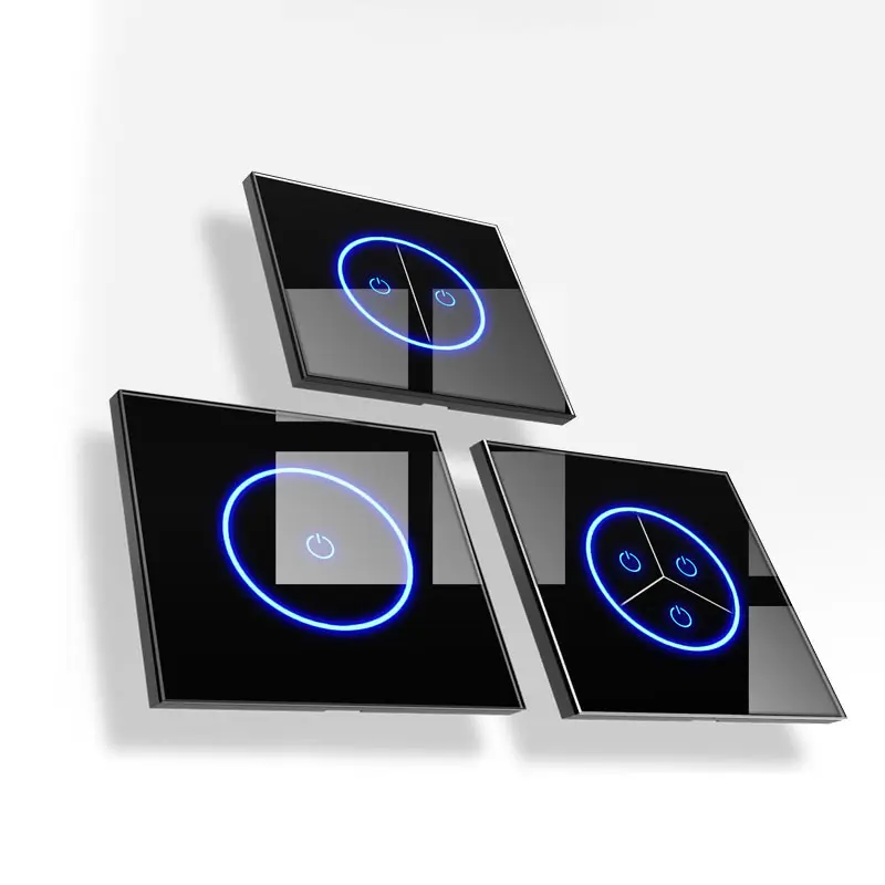 Panneau de verre WiFi intelligent Standard EU/UK Tuya 1/2/3 gangs applique murale Alexa télécommande interrupteur tactile intelligent